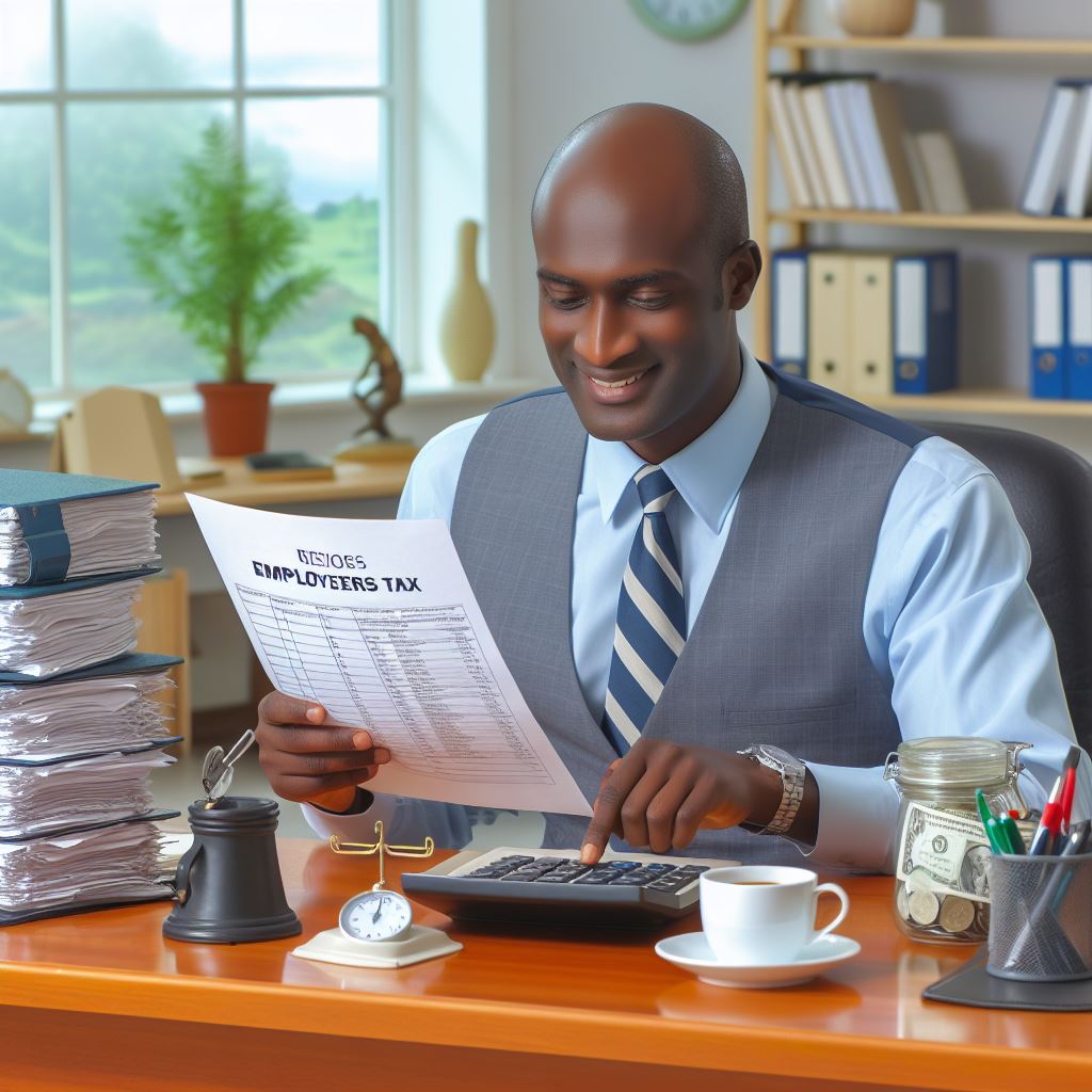 An Accountant processing employment tax in Ghana
